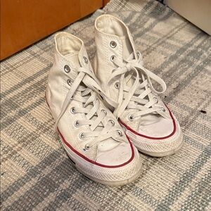 Converse White High-Top Sneakers with Red Accents